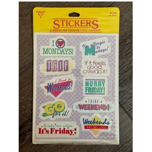 Vintage 1984 Hallmark WEEKEND Stickers 4 Sheets Self Adhesive NOS Teacher School